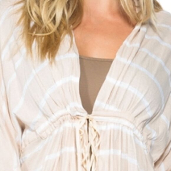 BOHO BEAUTY STRIPES TIE-FRONT DUSTER/ KAFTAN - Picture 4 of 4